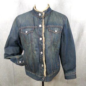 Gap L Vintage Sherpa Lined Denim Jacket